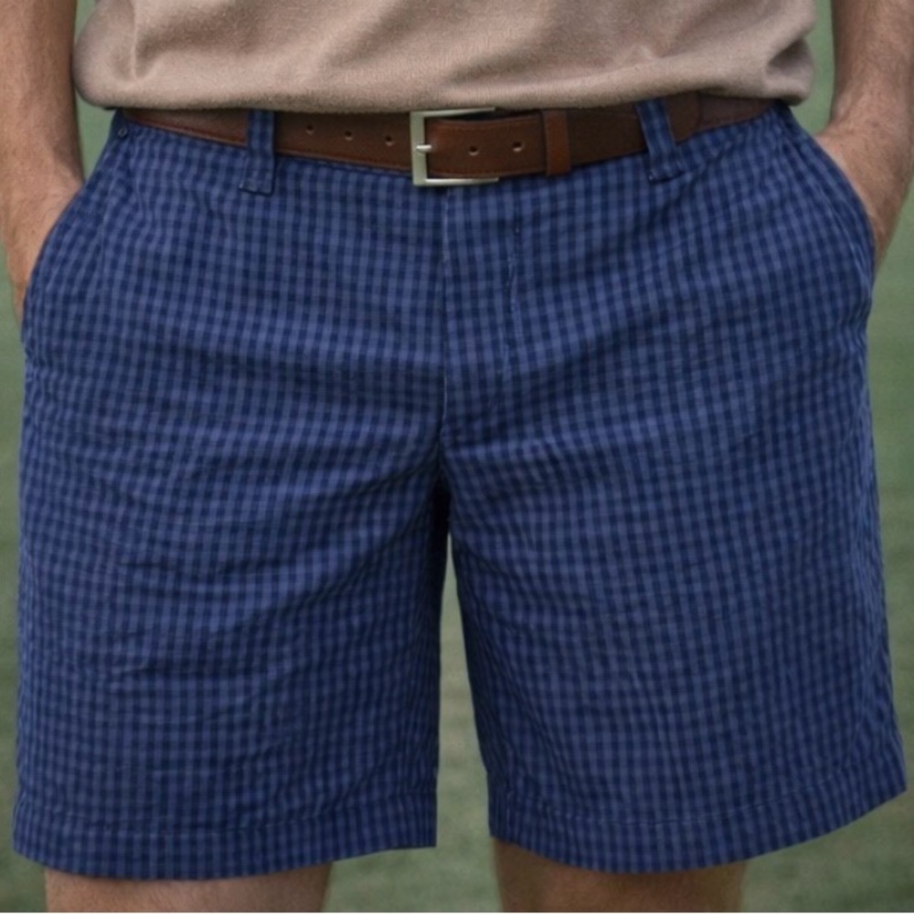 Tommy Hilfiger Navy/Blue Gingham Golf Shorts Five Pocket Men's Size 34 - Picture 1 of 9